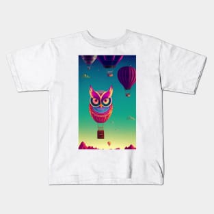 Owl Hot Air Balloon Kids T-Shirt